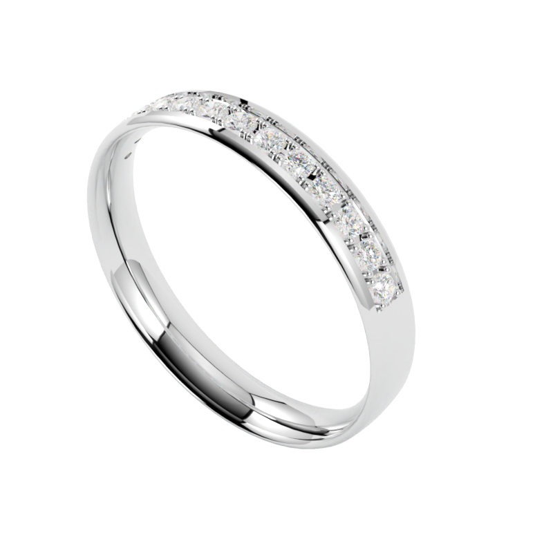 Elegancka obrączka ślubna z białego złota z diamentami